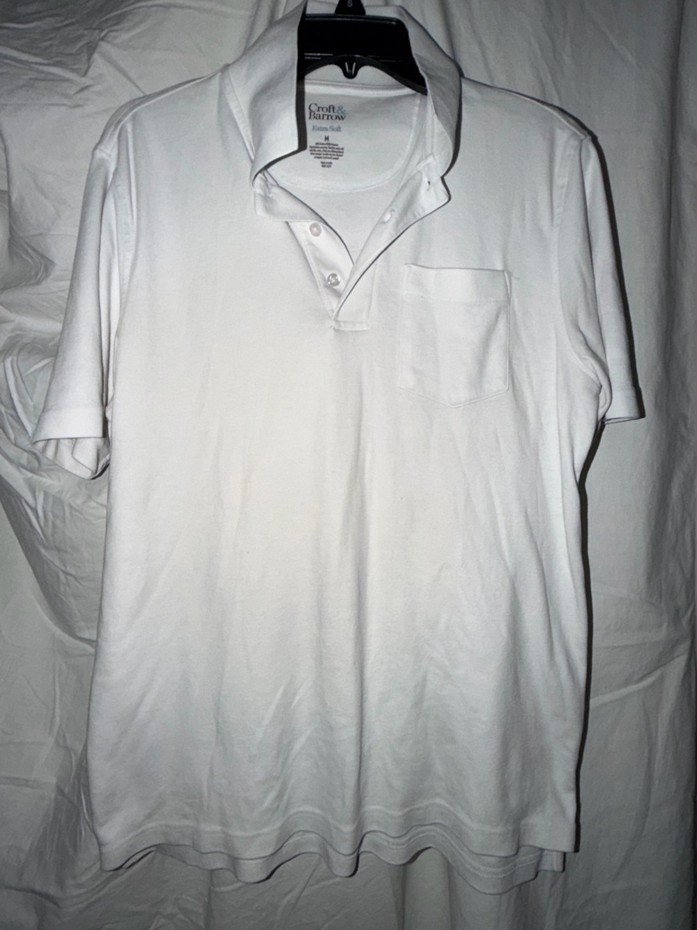 croft & barrow White Men's Polo with Chest Pocket
